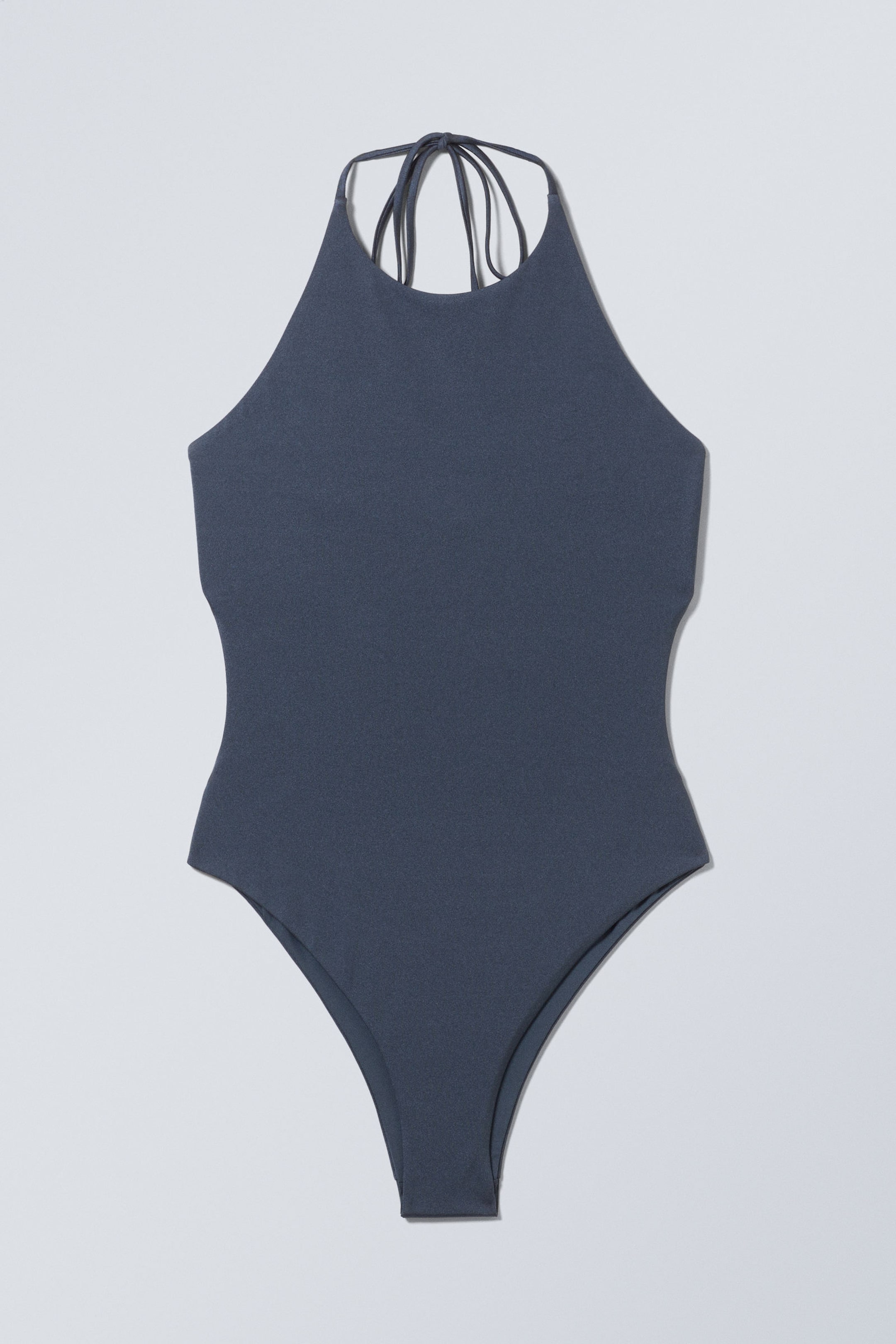 Mörkblå - Halter-neck baddräkt med knyt - 3