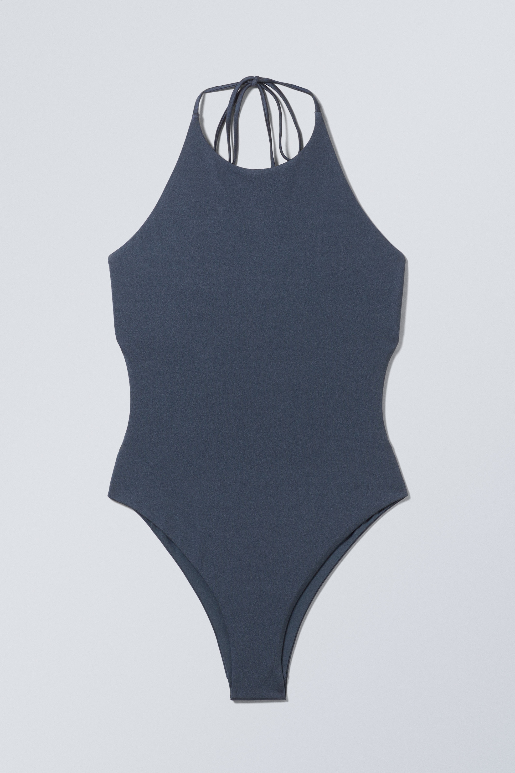 Dark Blue - Tie Halter Neck Swimsuit - 1