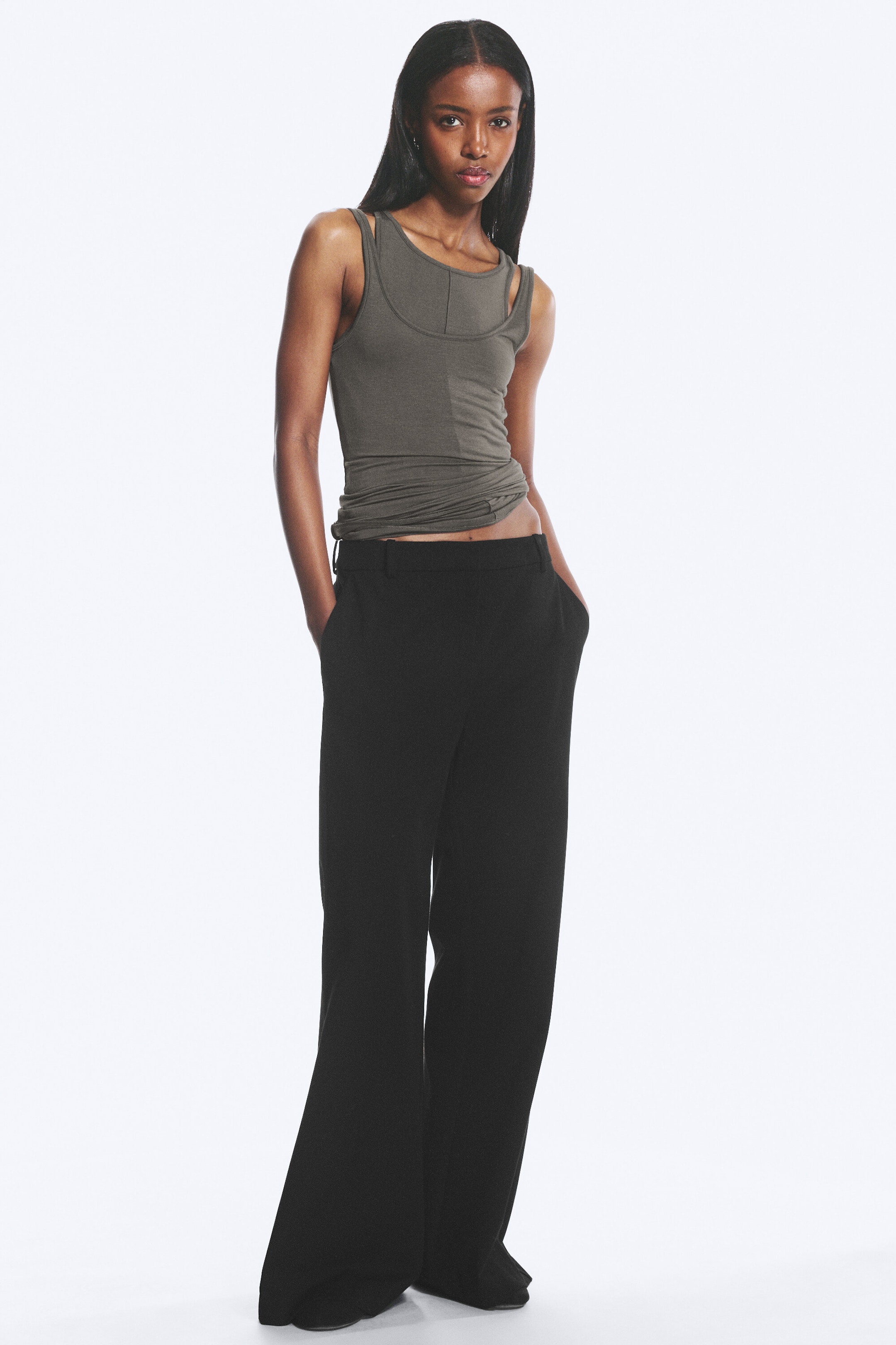 Black - Flared suit trousers - 1