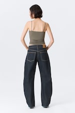 Blue Rinse - Dark Blue - Abell Mid Rise Regular Barrel Leg Jeans - 4