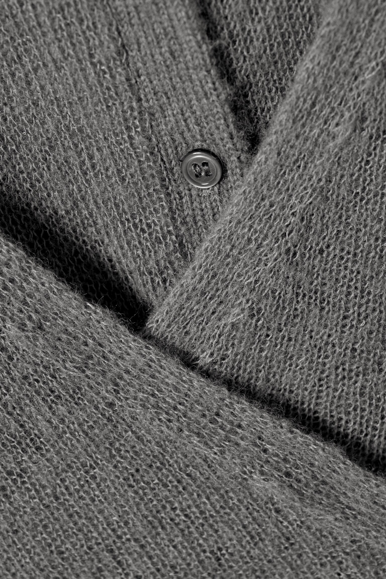 Buttoned Wrap-Effect Wool-Blend Cardigan - Grey/White - 4