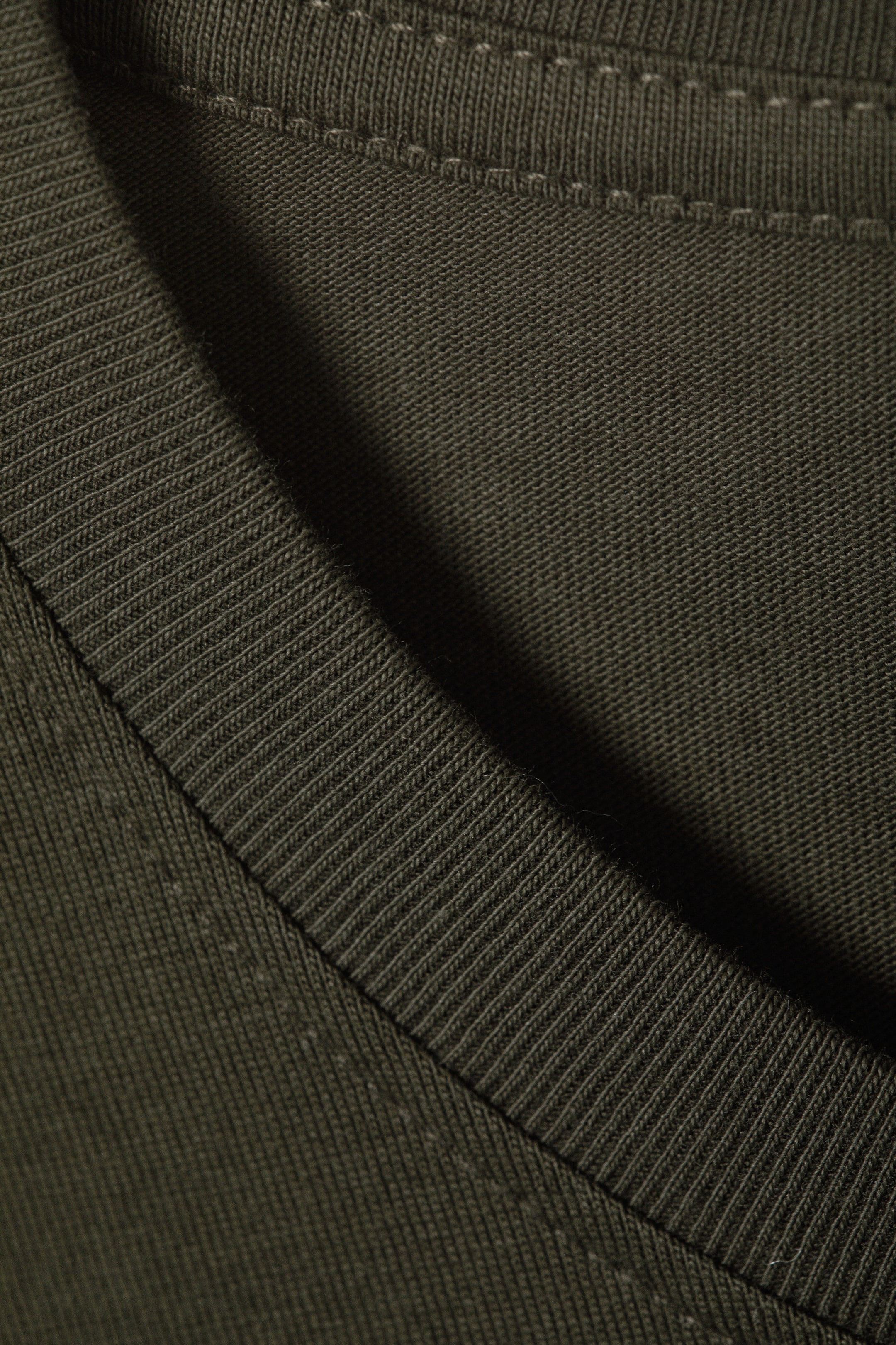 Dark Khaki Green - Long-Sleeved Boxy Cotton T-shirt - 1