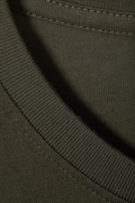 Dark Khaki Green - Long-Sleeved Boxy Cotton T-shirt - 1