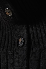 Black - Slim Knitted Turtleneck Cardigan - 2