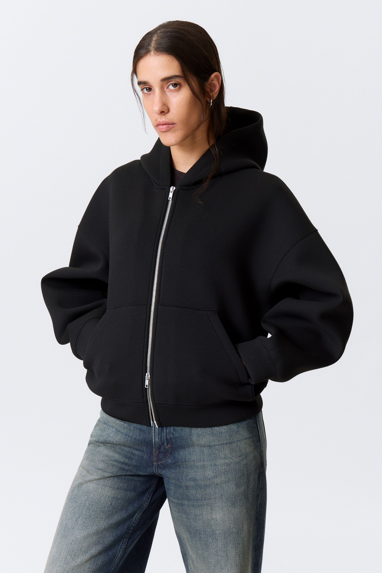Oversized Scuba Zip-Hoodie - Černá/Kobaltově modrý/Grey Melange/Dark Brown/Tmavě šedé - 7