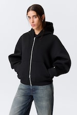 Schwarz - Oversized Scuba-Zip-Hoodie - 2