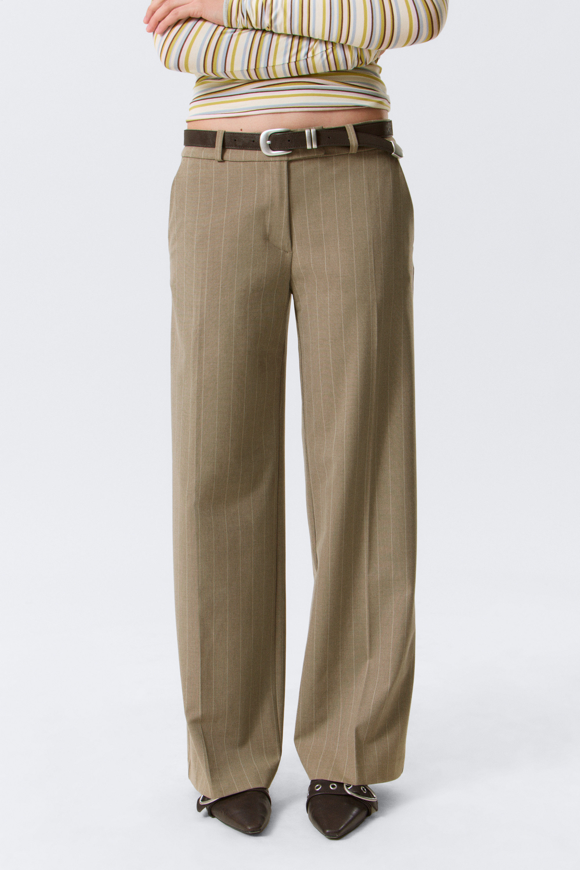 Pinstriped Mole - Low Rise Suiting Trousers - 2