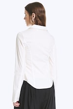 White - Long-Sleeved Hook-and-eye Top - 3