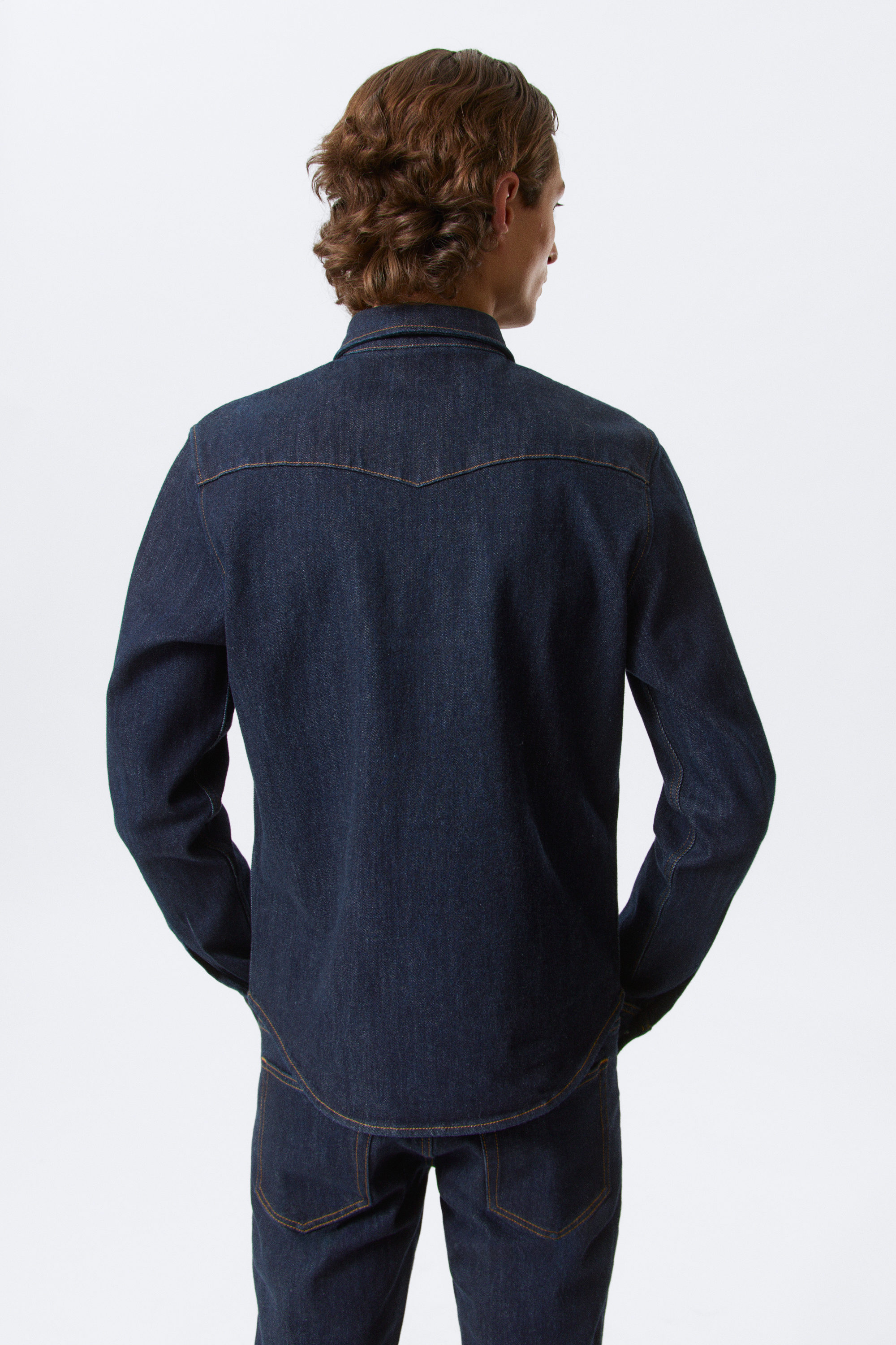Blue Rinse - Dark Blue - Fitted Denim Shirt - 3