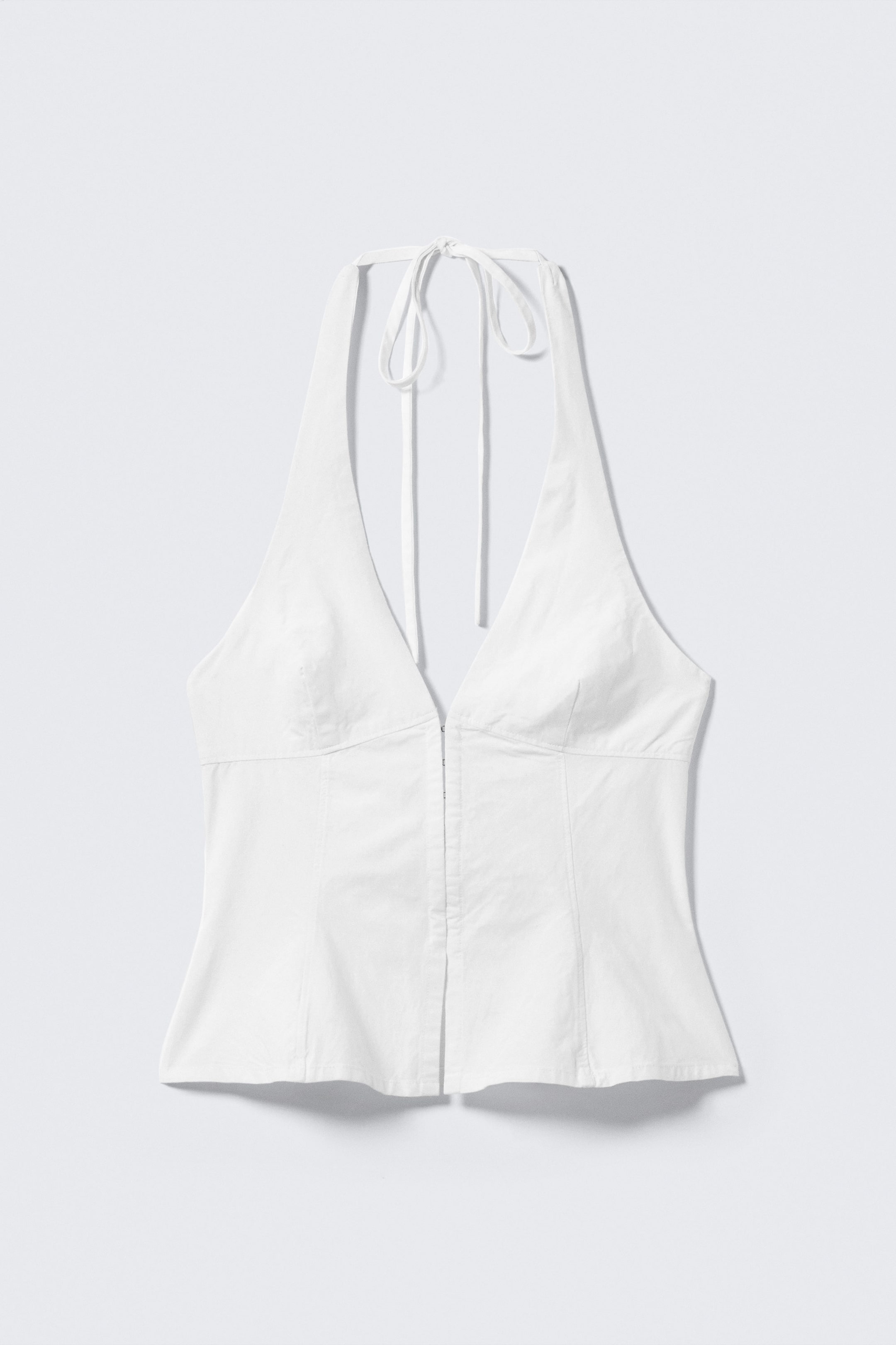 White - Tie-Back Hook-and-Eye Halterneck Top - 3