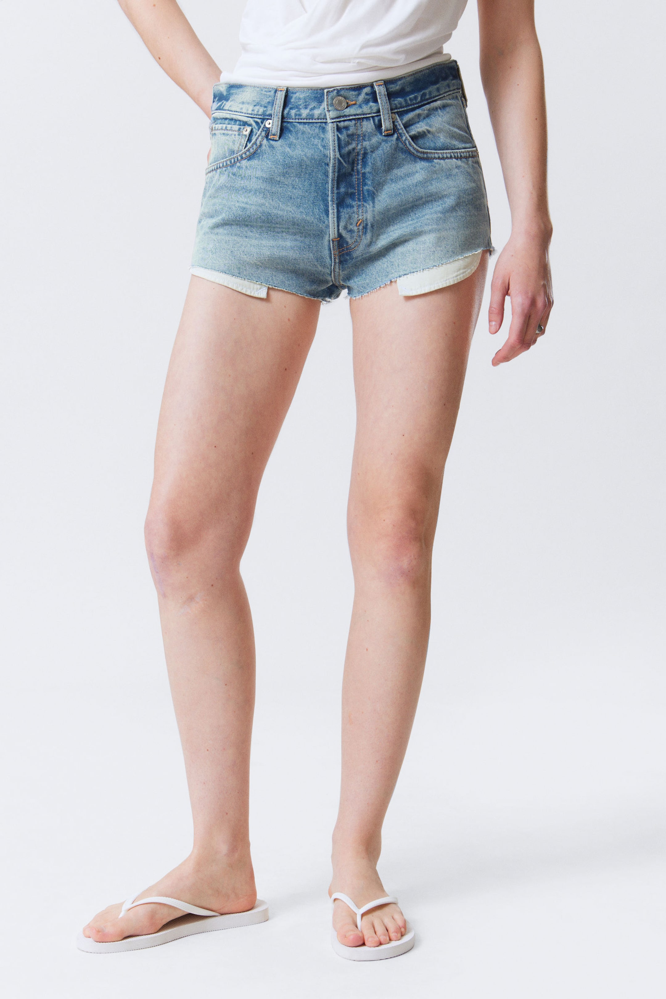 #79829D - Maia Mid Rise Denim Hot Pants - 2