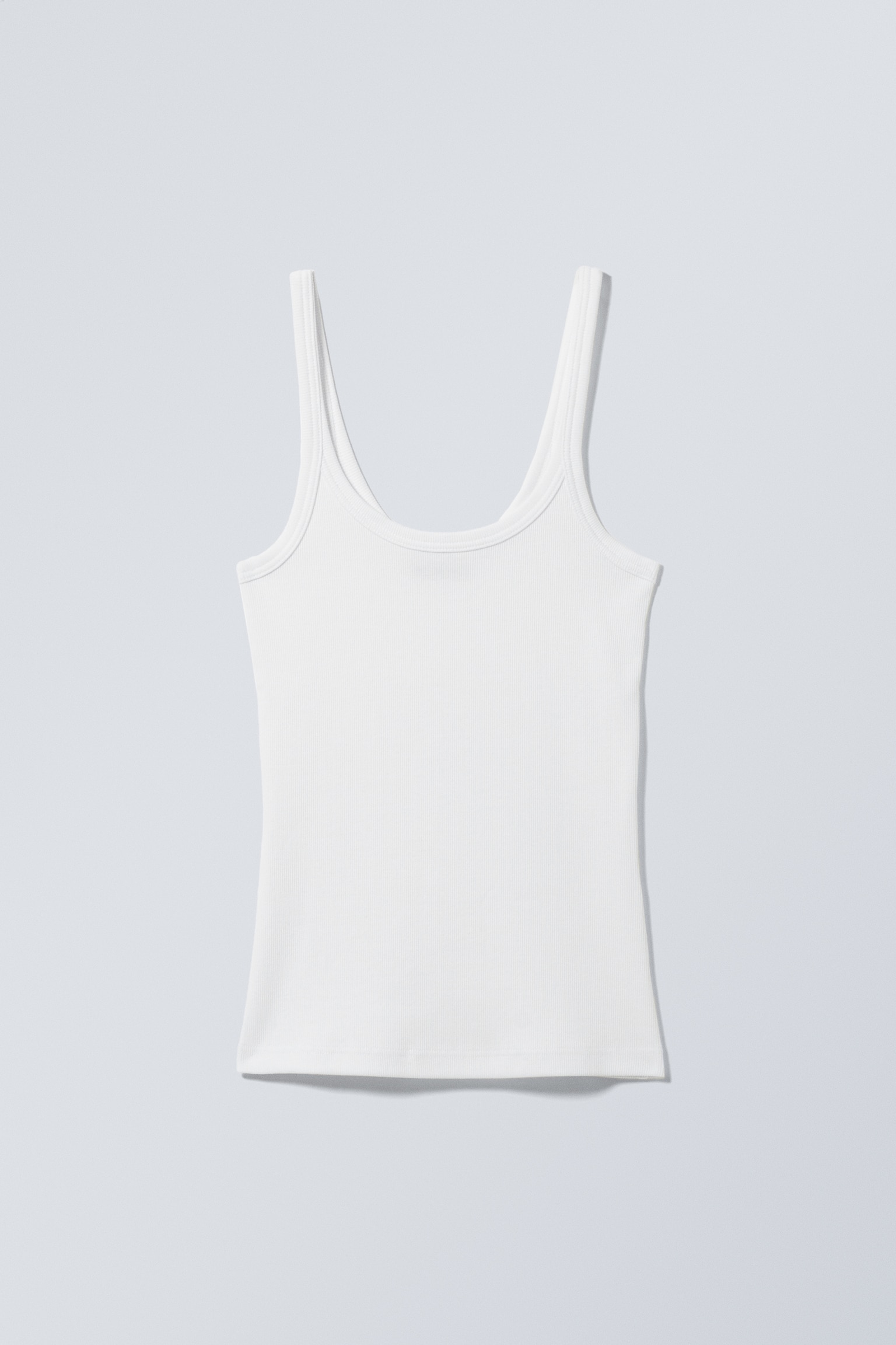 Close Fitted Ribbed Singlet - White