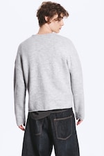 Light Grey Melange - Boxy Knitted Jumper - 5