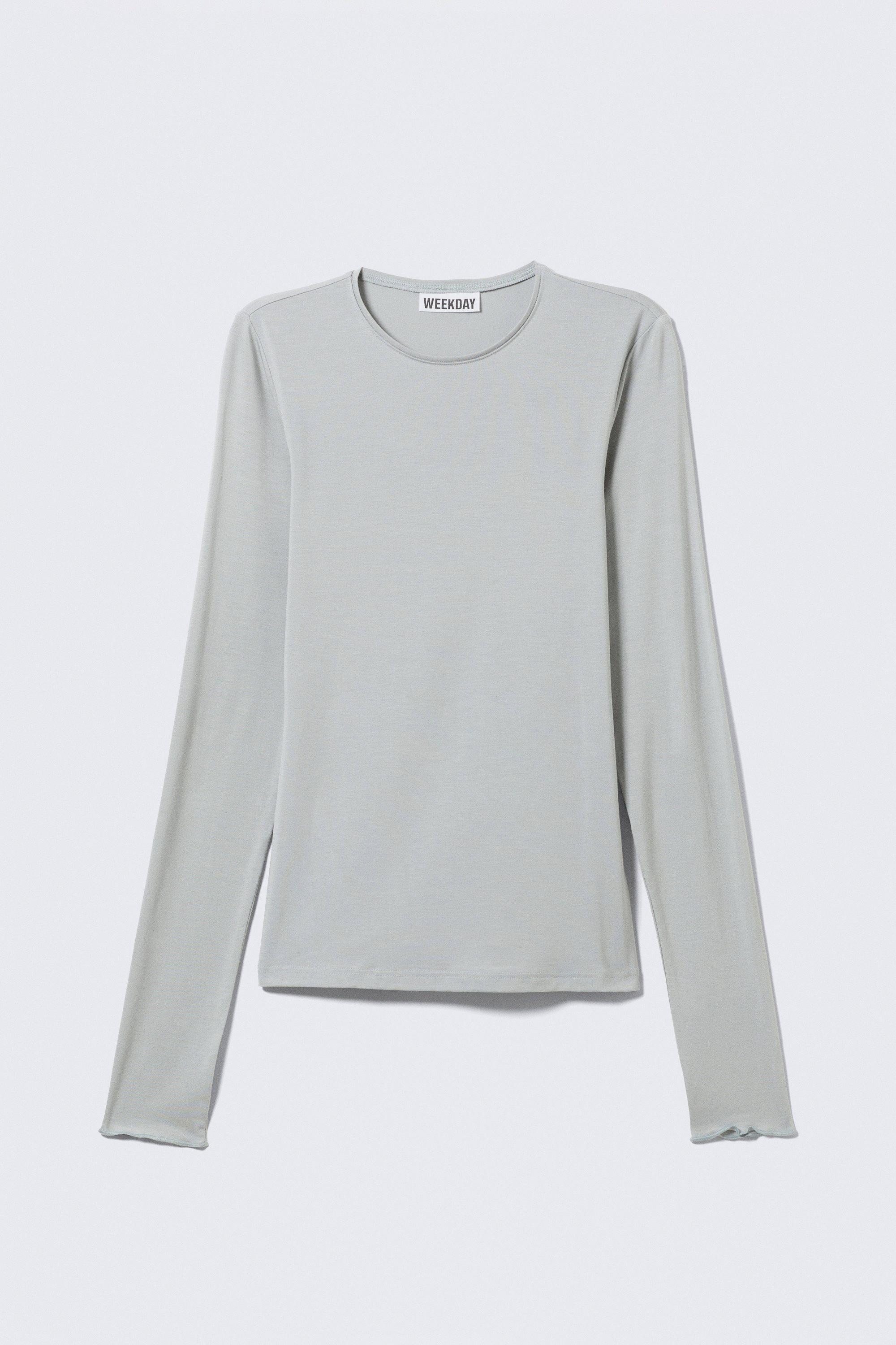 Light Blue-ish Grey - Slim Fit Long-Sleeved Lyocell Top - 3