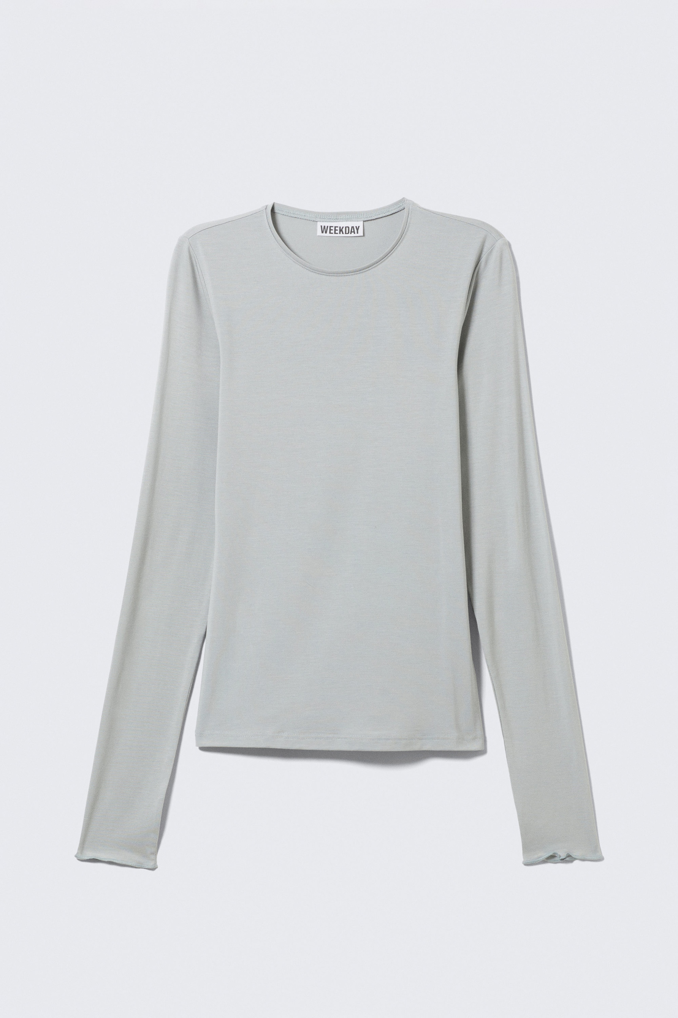 Grau mit leichtem Blaustich - Longsleeve-Top aus Lyocell mit schmaler Passform - 1