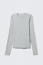 Grau mit leichtem Blaustich - Longsleeve-Top aus Lyocell mit schmaler Passform - 0