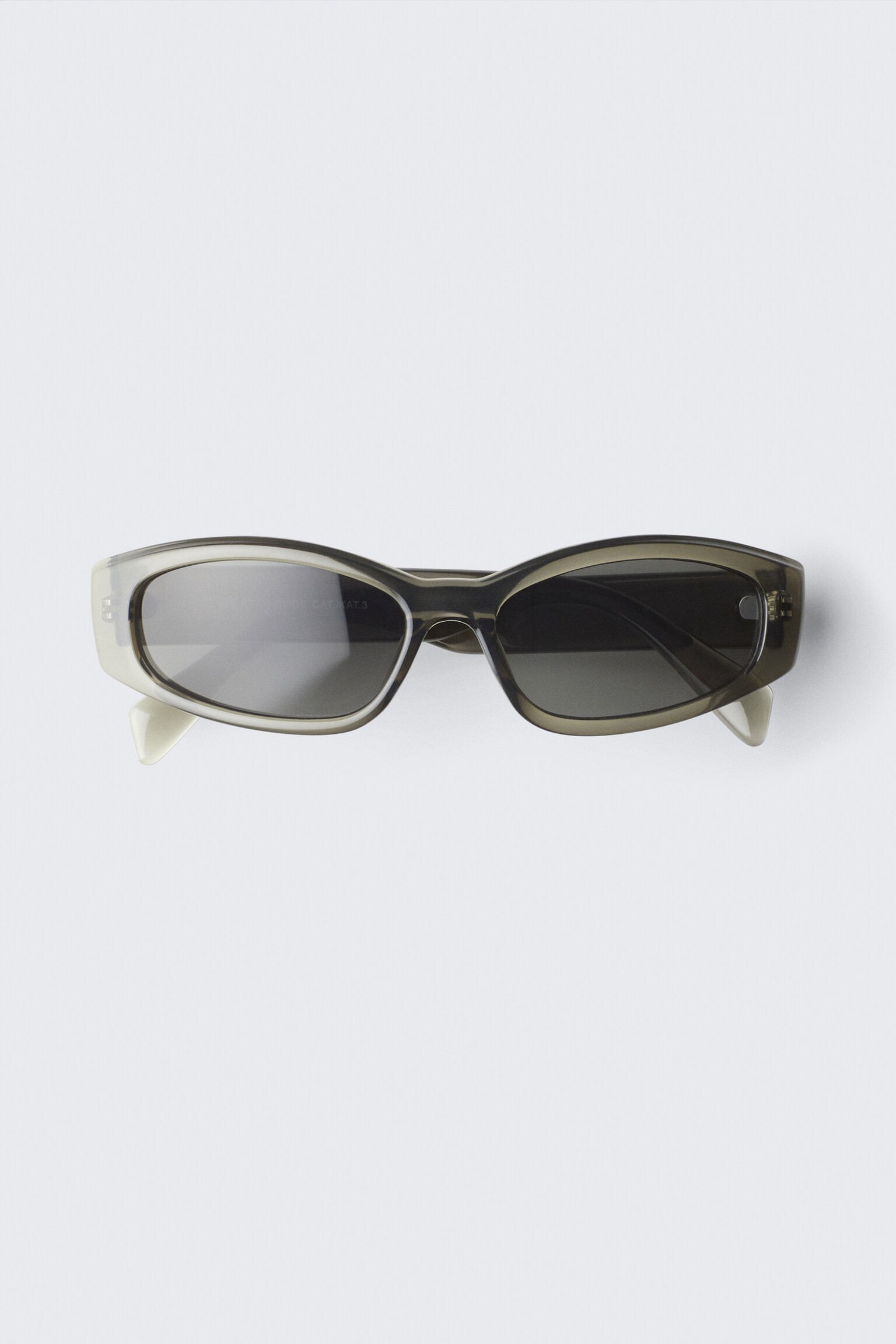 Slide Curved Frame Unisex Sunglasses - Transparent Khaki