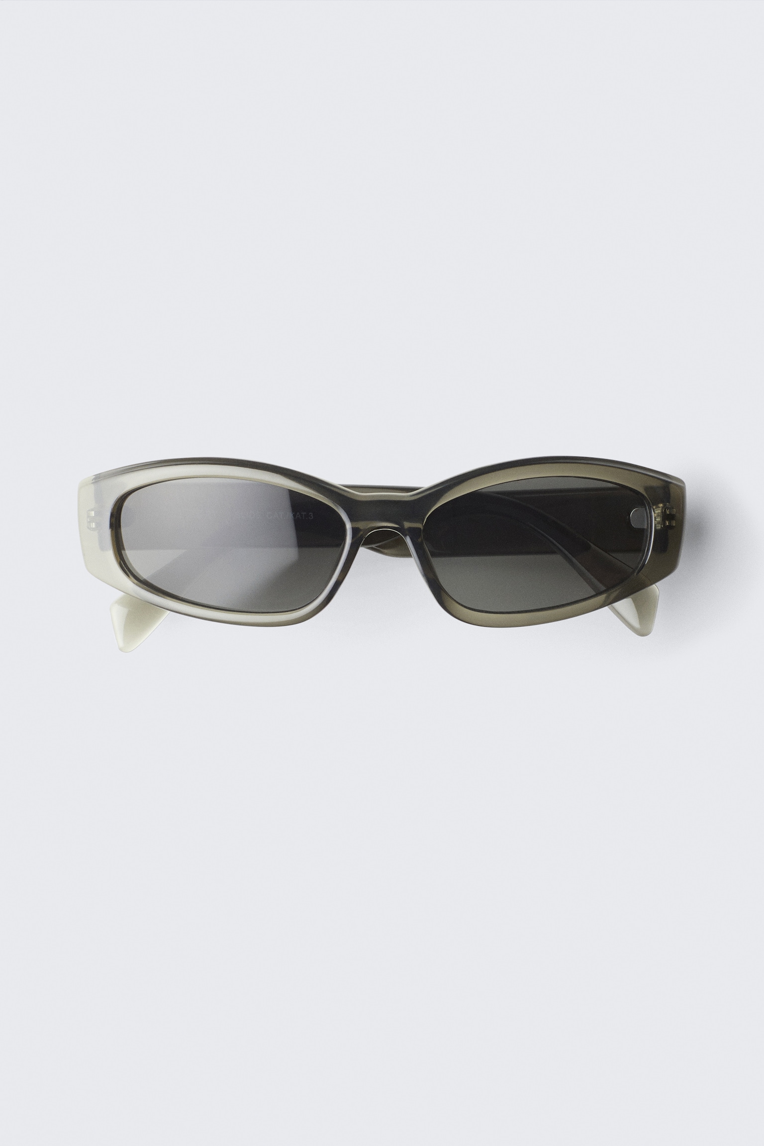 Slide Curved Frame Unisex Sunglasses - Transparent Khaki - 2