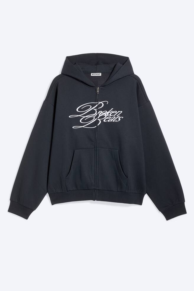 Loose Graphic Zip Hoodie - Dark Blue - Broken Beats/Yellow - Red Wave/Dark Mole - Flow/Dark Brown/Washed Black - 1