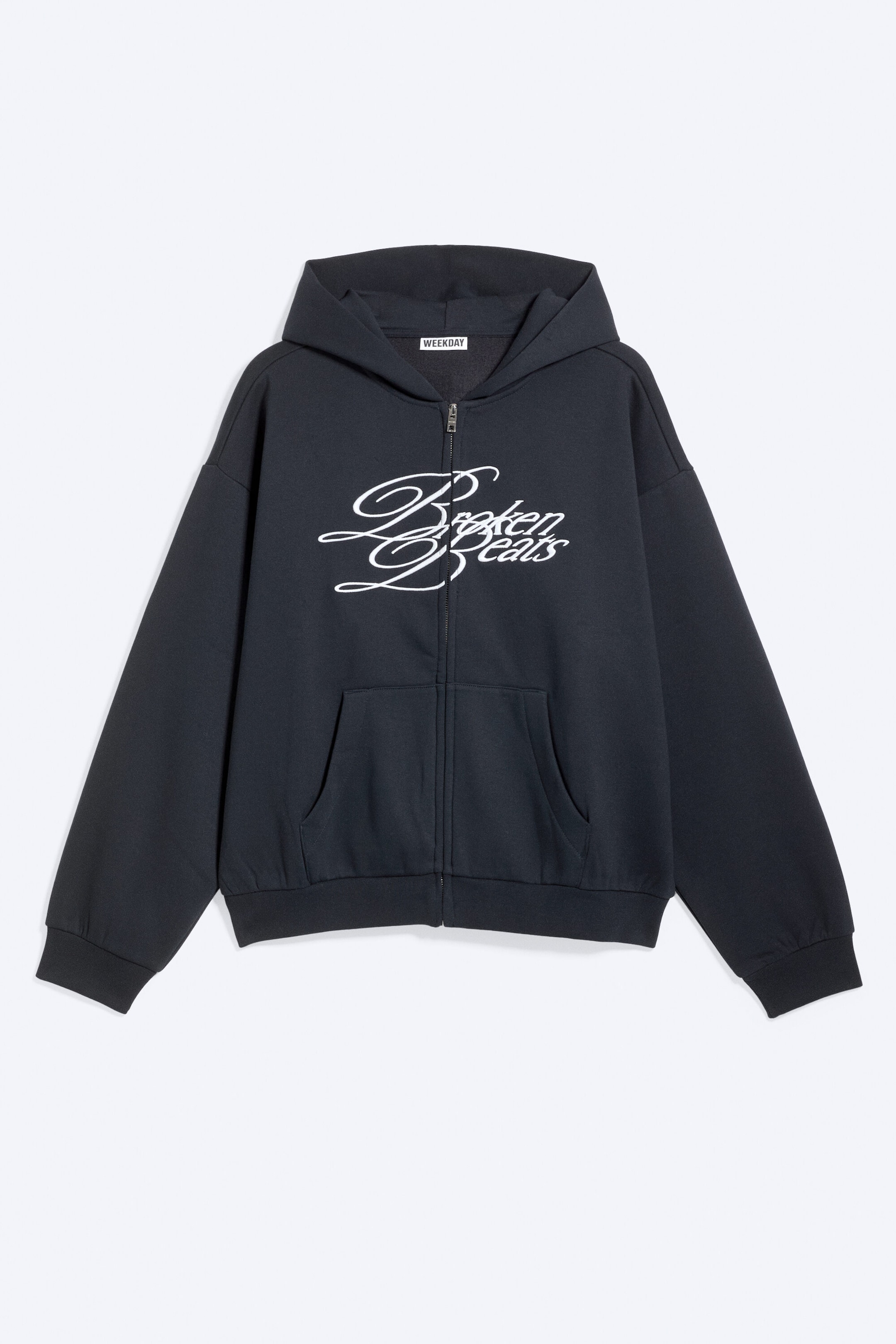 Mörkblå - Broken Beats - Ledig grafisk zip-hoodie - 4