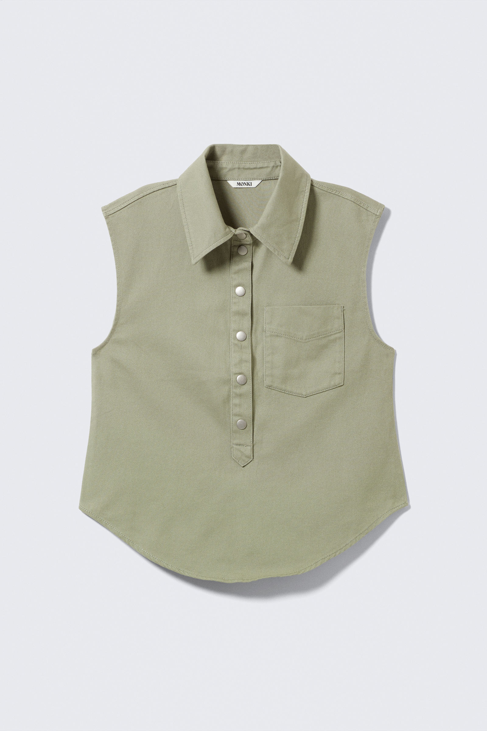 Cap-Sleeved Cotton Twill Shirt