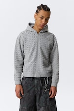 Grey Melange - Laser Cut Zip Hoodie - 0