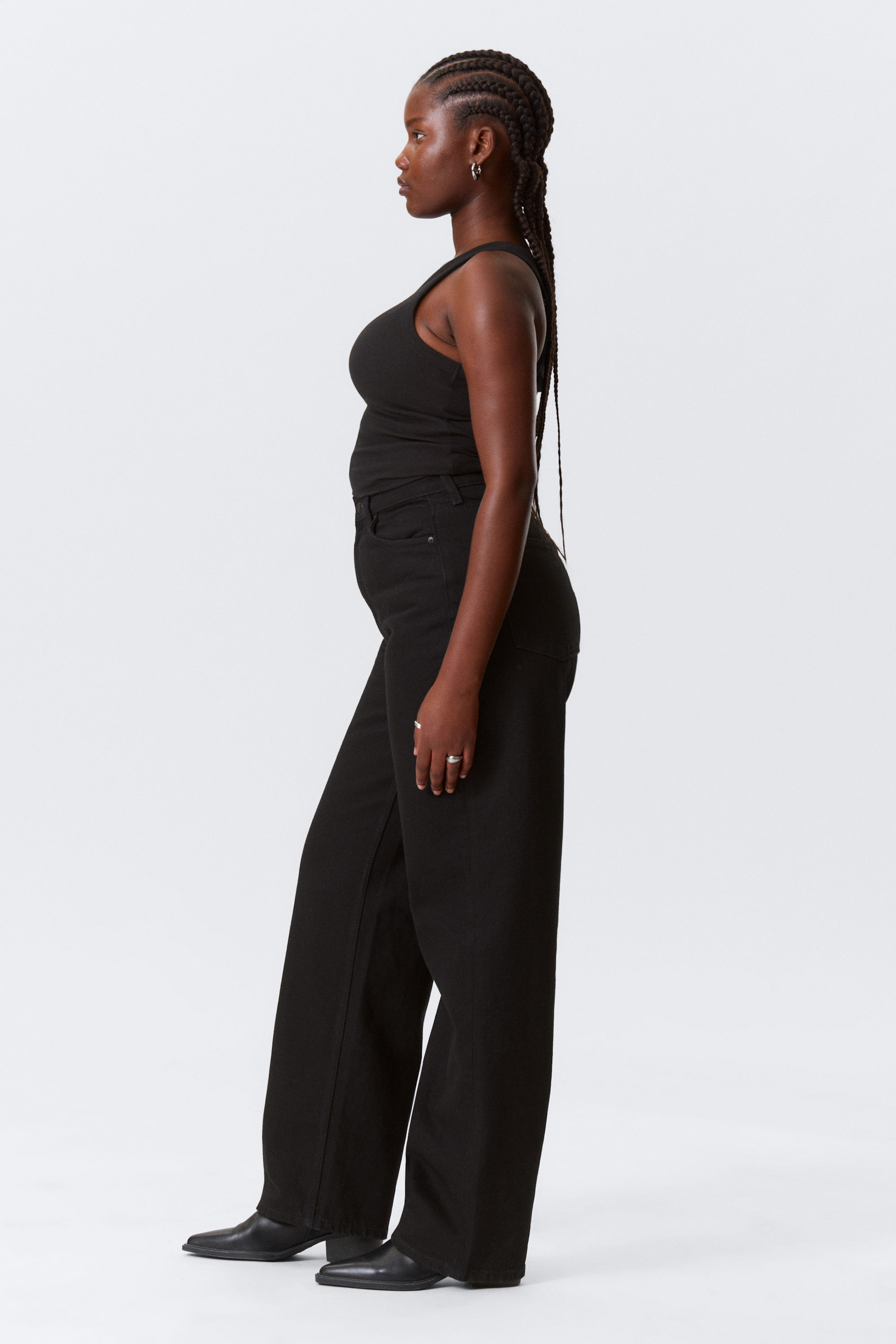 Black Rinse - Black - Halo Curve High Waisted Regular Wide Jeans - 2