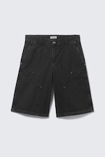Black - Low Rise Loose Washed Carpenter Shorts - 4