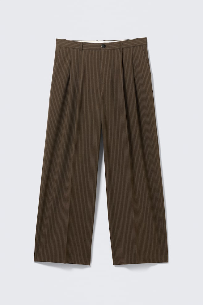 Nate Pantalones de Cintura Regular, Holgados y de Pierna Recta - Brown Pinstripe/Gris oscuro a rayas/Negro/Beige jaspeado a rayas/Marrón oscuro - 1