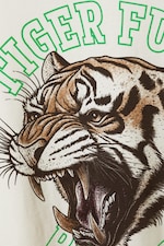 White & Green - Tiger Fury - Graphic Short-Sleeved Varsity T-shirt - 1