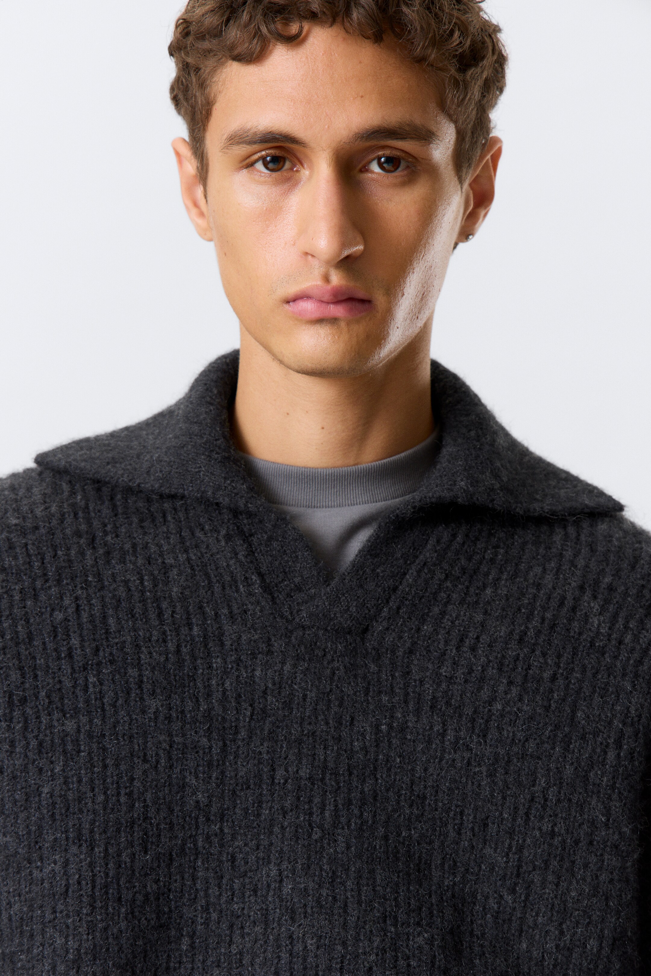 Grösseres Bild ansehen: Gestrickter Polopullover aus Wollmischung - Dunkles Marineblau - HERREN | H&M CH 3