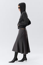 Striped Dark Grey - Midi Slim Volume Skirt - 2