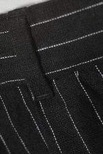 Black Pinstripe - Uno Loose Linen Suit Trouser - 1