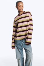 Pink/Weinrot/Limette gestreift - Longsleeve-Shirt aus Baumwolle - 0