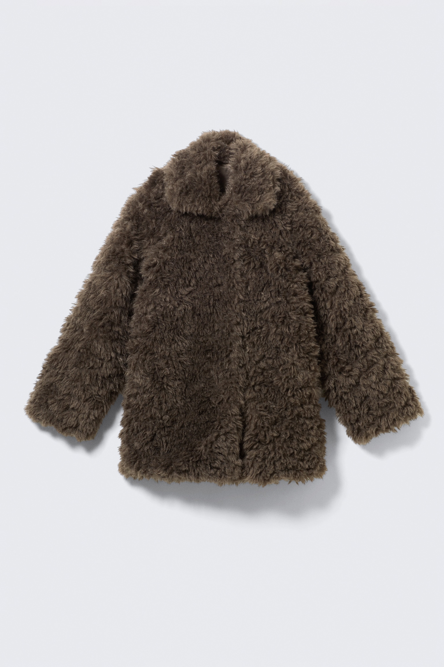 Loose Fit Faux Fur Jacket - Dark Mole Melange - 2