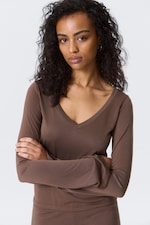 Washed Mole - Long-Sleeved V-neck Top - 0