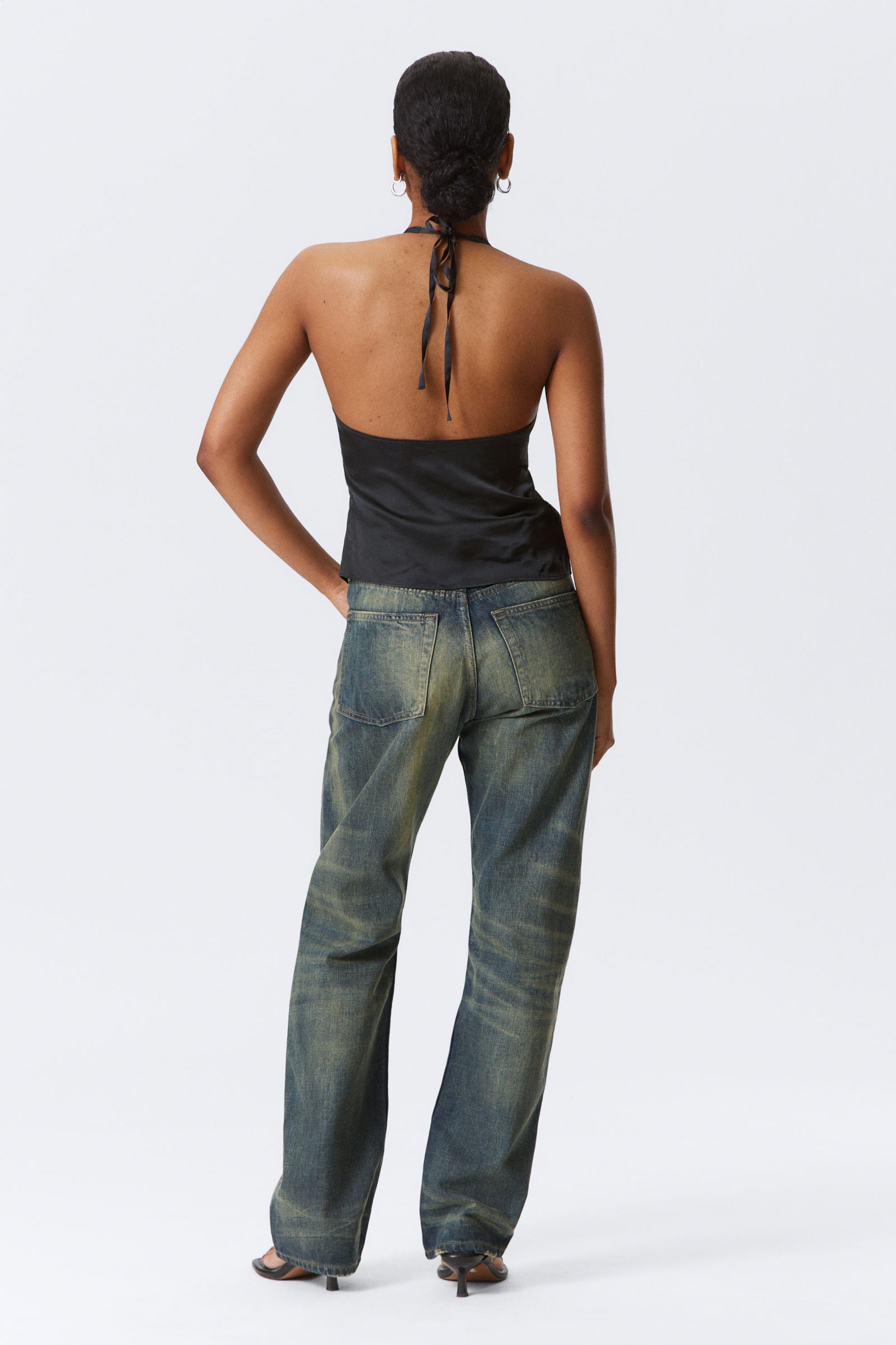 Dark Grey - Tie-Front Halterneck Top - 3
