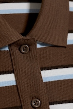 Striped Brown/Blue - Langärmliges Poloshirt aus Baumwolle - 4