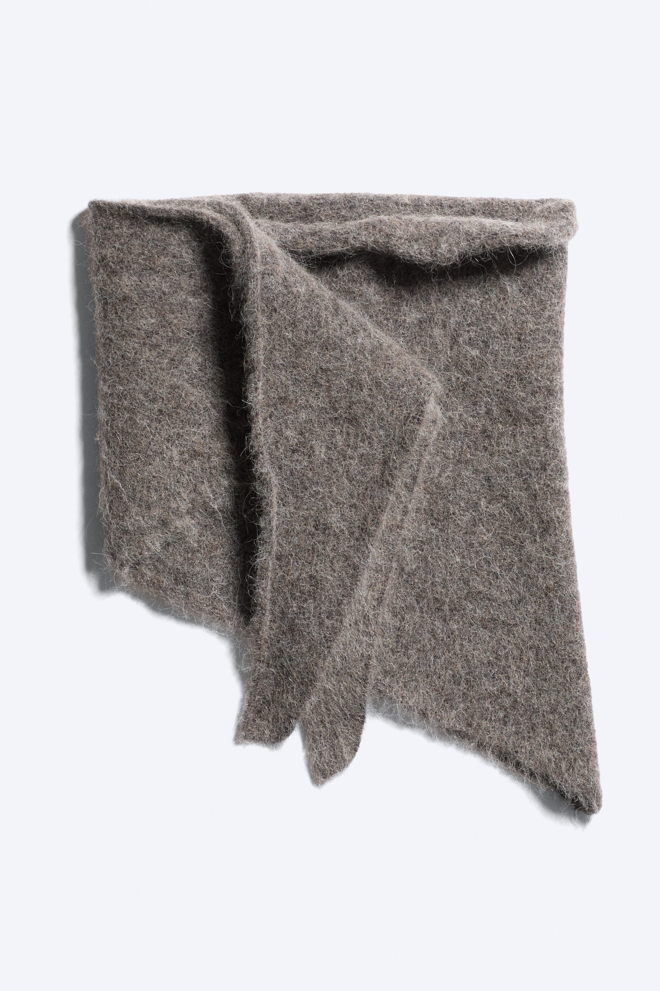 Dark Mole - Hairy Wool-Blend Triangle Scarf - 2