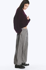 Gris foncé à carreaux - Pantalon ballon tissé taille basse - 0