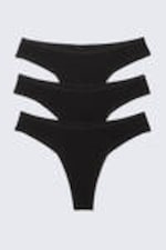 Schwarz - 3er-Pack Brazilian-Slips Inez aus Baumwolle - 0
