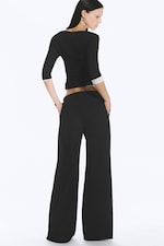 Striped Black - Low Flared Suit Trousers - 6