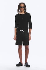 Black - Relaxed Linen Drawstring Shorts - 0