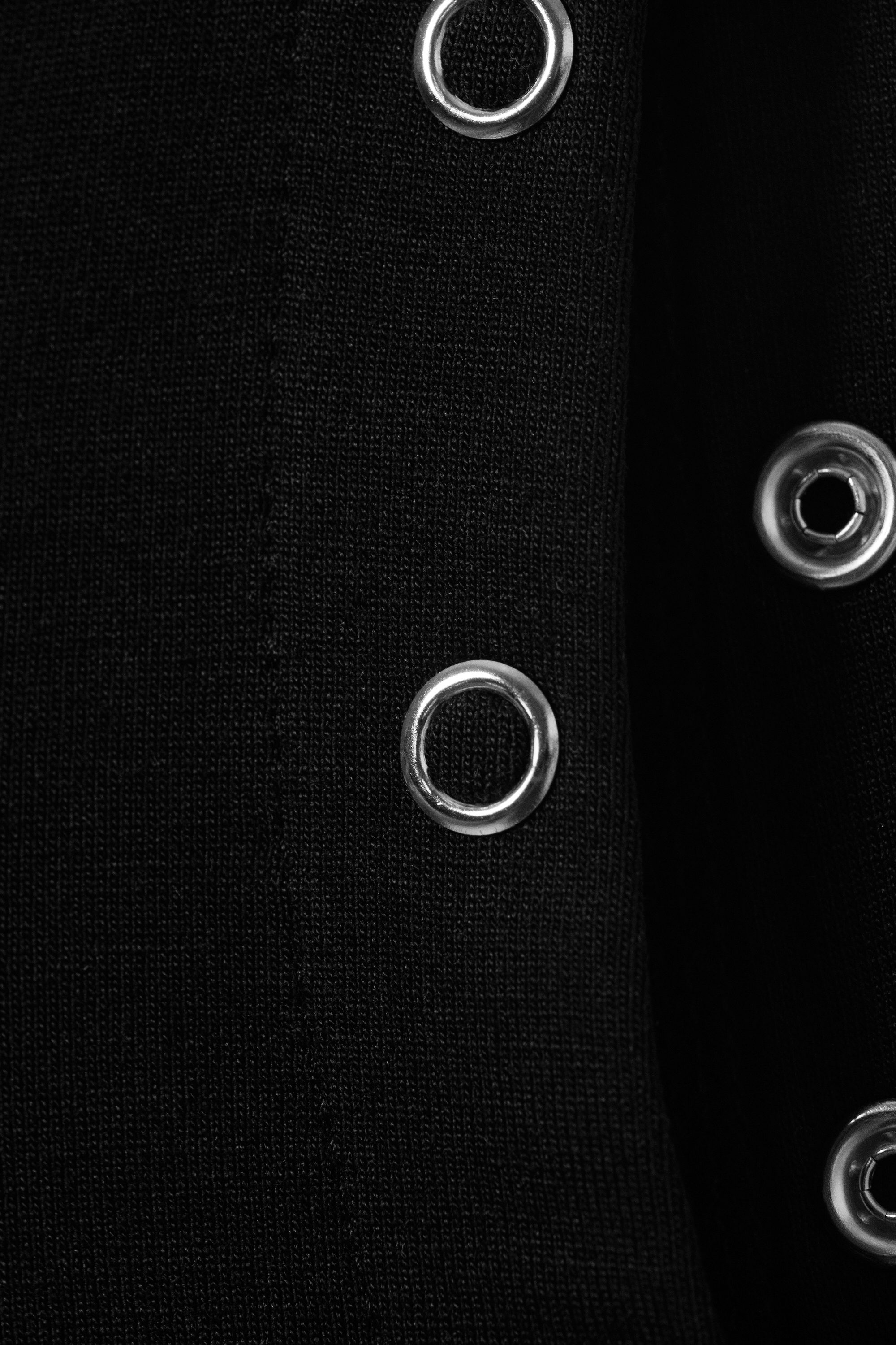 Black - Fitted Snap-Button Mock-Neck Top - 3