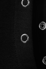 Schwarz - Figurbetontes Top mit Stehkragen und Druckknöpfen - 5