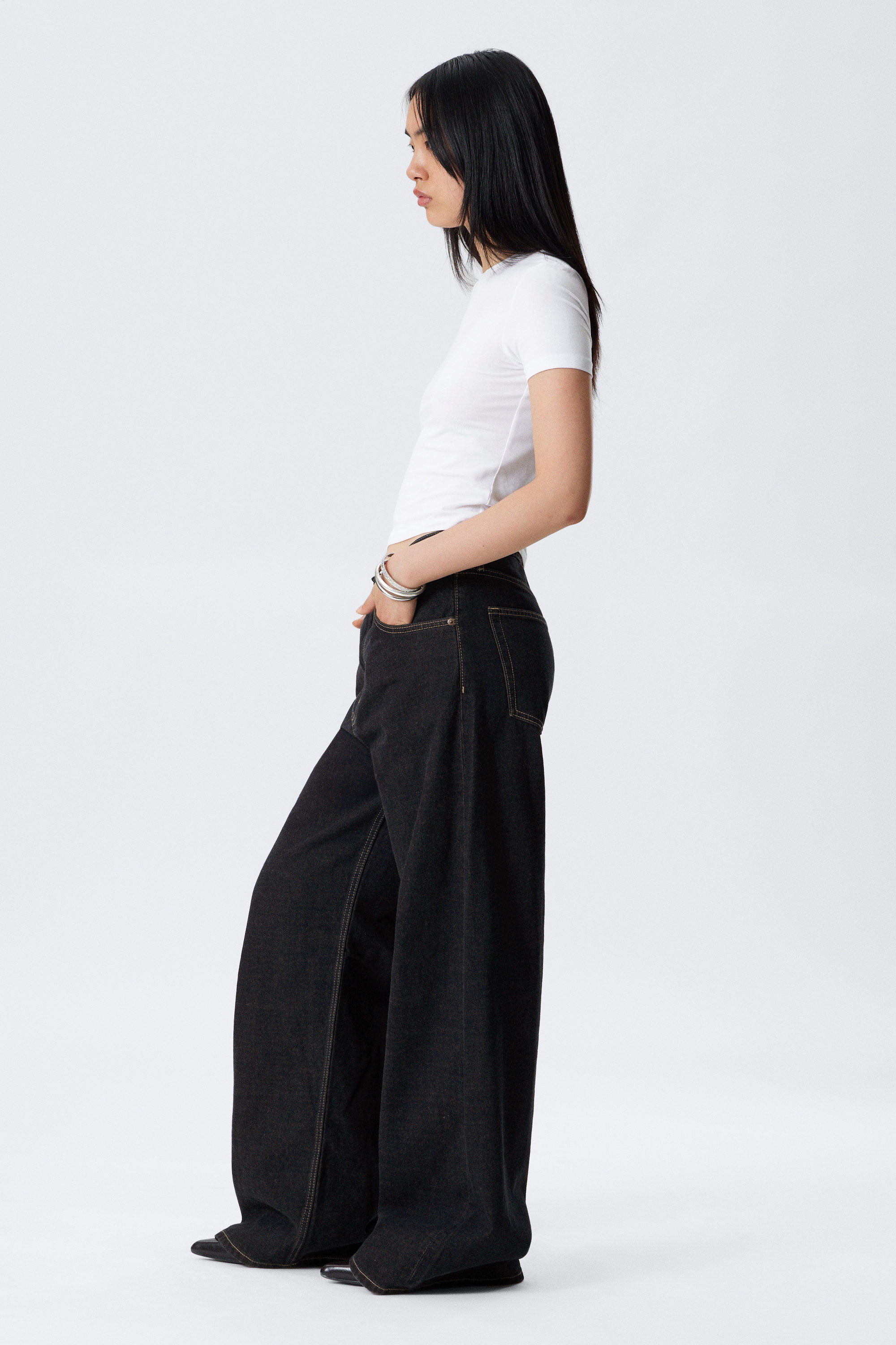 Emerald Rinse - Dark Blue - Solar Loose Wide Leg Unisex Jeans - 6