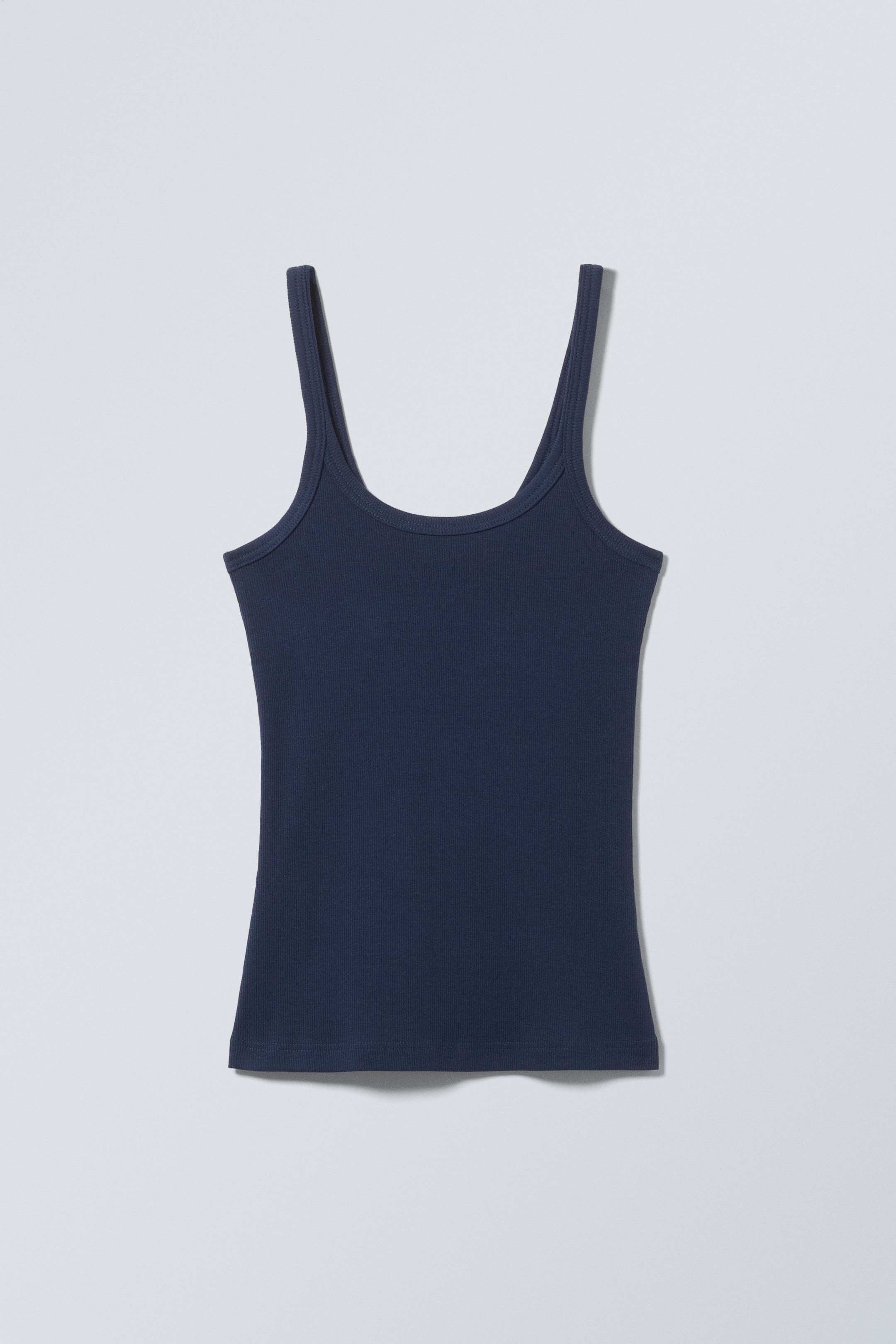 Dark Blue - Close Fitted Ribbed Singlet - 1