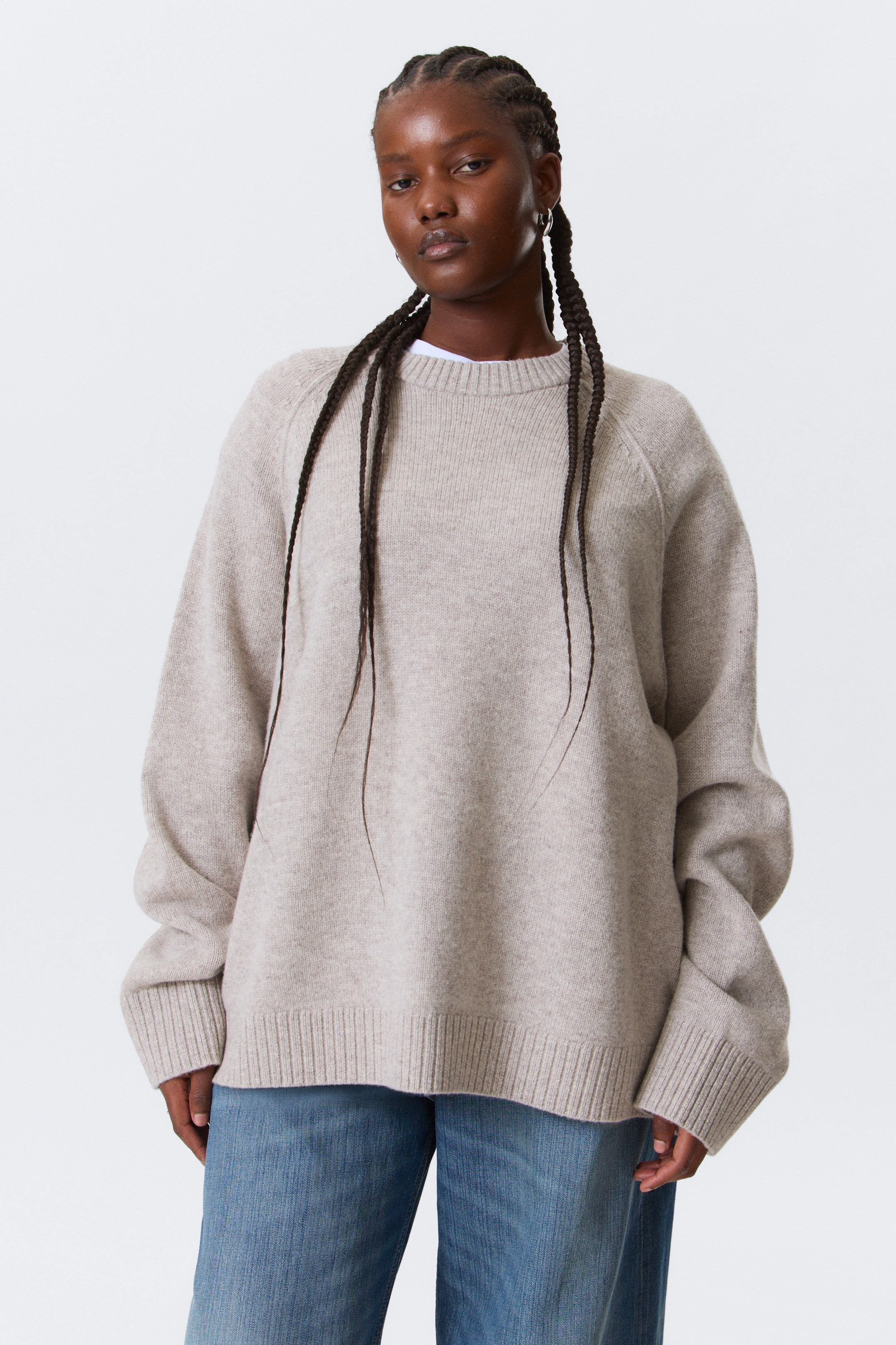 Ingrandisci l'immagine: Relaxed Knitted Wool Sweater - Light Mole Melange - DONNA | H&M CH 1