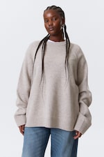 Light Mole Melange - Relaxed Knitted Wool Sweater - 0