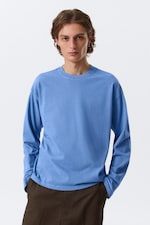 Gewaschenes Blau - Boxy Longsleeve mit lockerer Passform - 0
